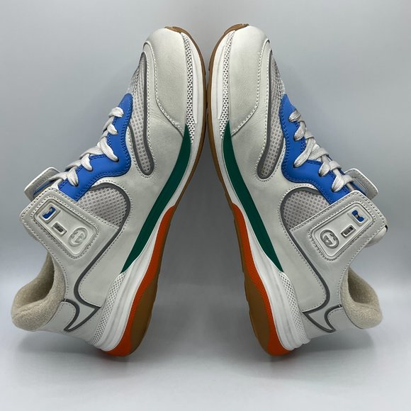 Gucci Ultrapace Leather & Mesh Sneakers White Blue Mens Size UK 10 US 10.5 - Picture 6 of 13